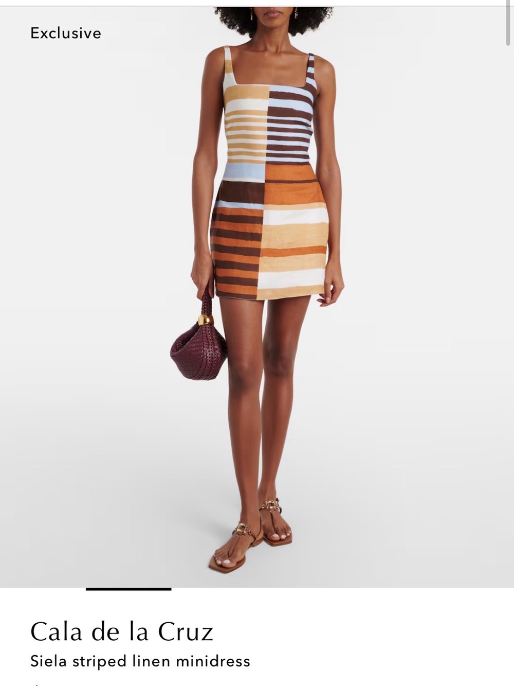 Cala de la Cruz Siela Striped Linen Minidress — Multi-Stripe
